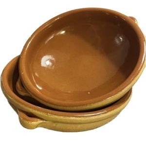 Clay Ceramic Mustard/Brown Clay Bowls 6 3/4”